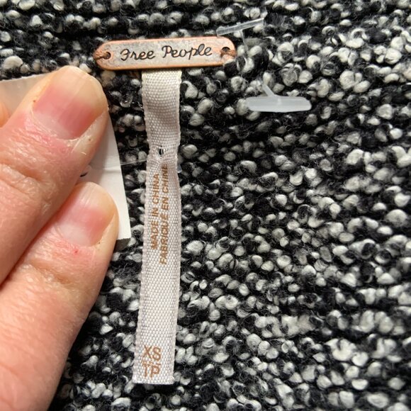 Free People Slouchy Textured Knit Cotton Wool Sweater Jacket Moto Size XS - Picture 4 of 9